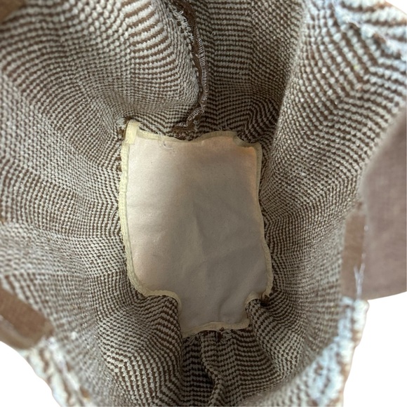 Brown and cream herringbone pattern woven canvas tote bag - Picture 7 of 7